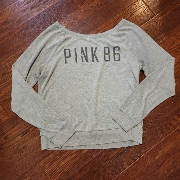 PINK oversized gray long sleeve tee - Picture 1 of 3